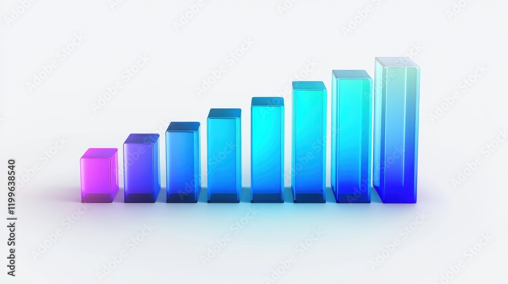 A futuristic bar chart, tech business concept, neon glow style, dark blue and cyan tones, isolated on white background. A futuristic bar chart, tech business concept, neon glow style, dark blue and cyan tones, isolated on white background.
