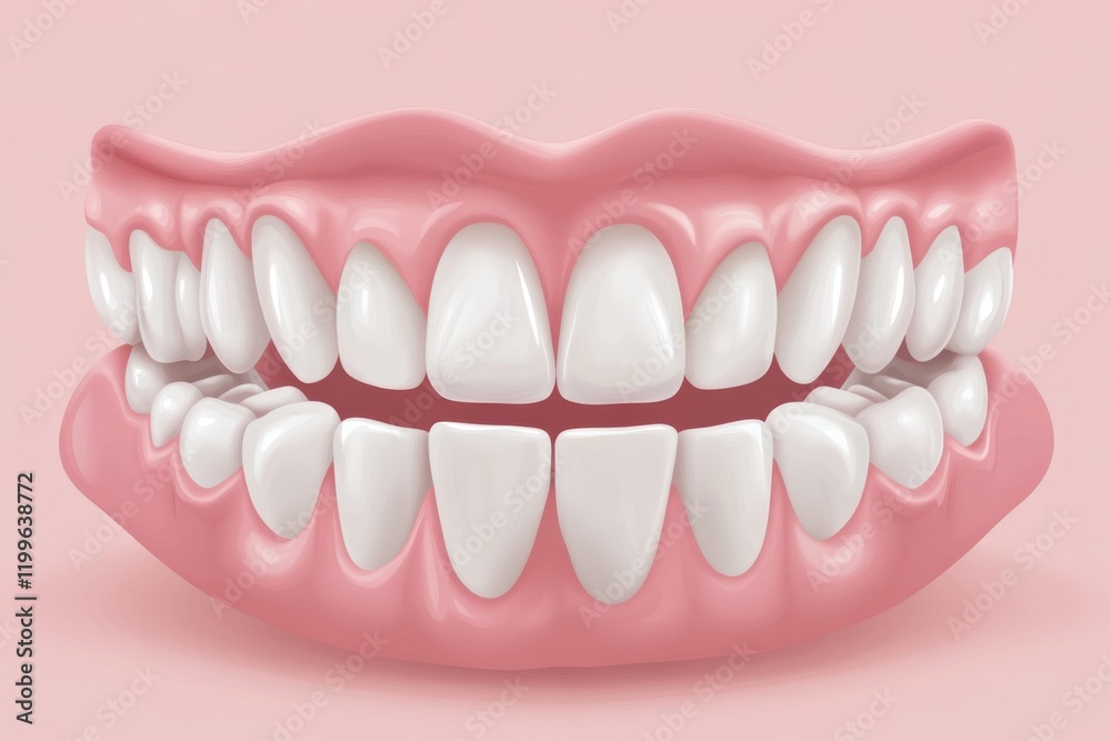 Fototapeta premium white teeth and gums, arranged in a curved formation