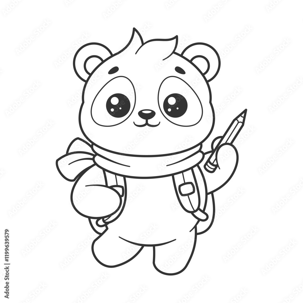 Obraz premium Panda getting ready for school for coloring