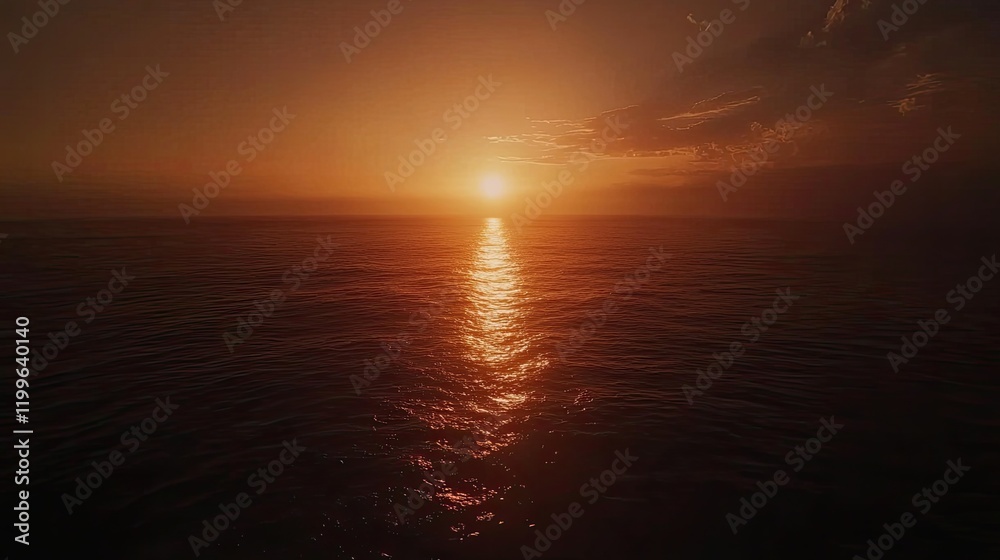 Obraz premium Golden Sunset Over Calm Ocean Waters