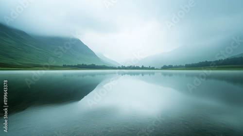 Hintergrundbild eines Sees mit Wald am Ufer und Bergpanorama