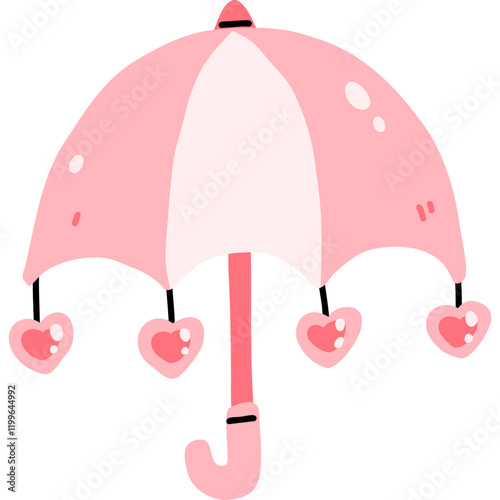 Pink Umbrella with Hearts 