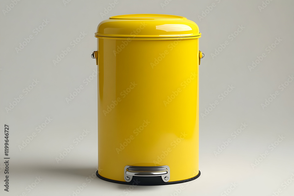 Yellow metal bin studio shot, waste disposal Yellow metal bin studio shot, waste disposal