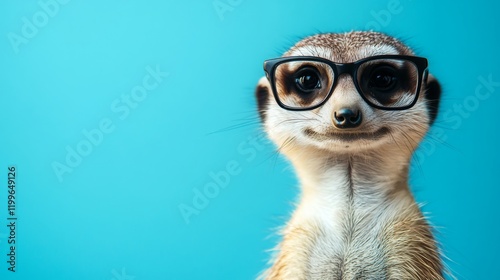 Wallpaper Mural A stylish meerkat wearing sunglasses poses against a vibrant blue background, exuding charm and personality. Torontodigital.ca