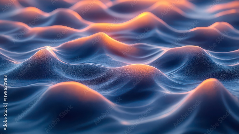 Obraz premium An abstract depiction of ocean waves with soft, flowing textures illuminated by warm light, creating a serene and tranquil atmosphere.