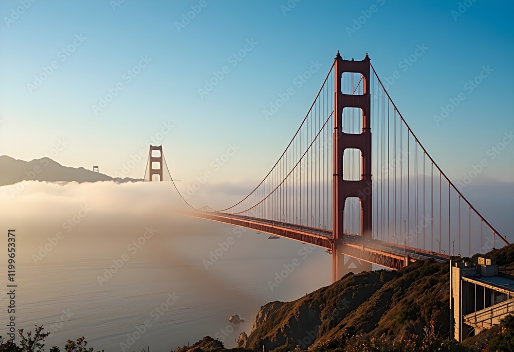 Obraz premium The Golden Gate Bridge in morning fog