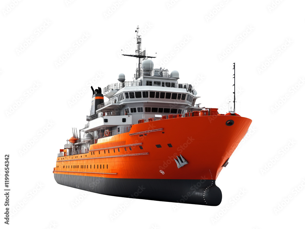 Fototapeta premium 3D Ship for Polar Expeditions Isolated on Transparent Background
