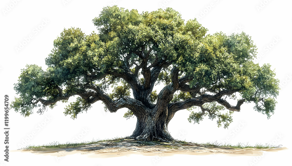 Fototapeta premium Majestic oak tree, isolated, nature background, design element