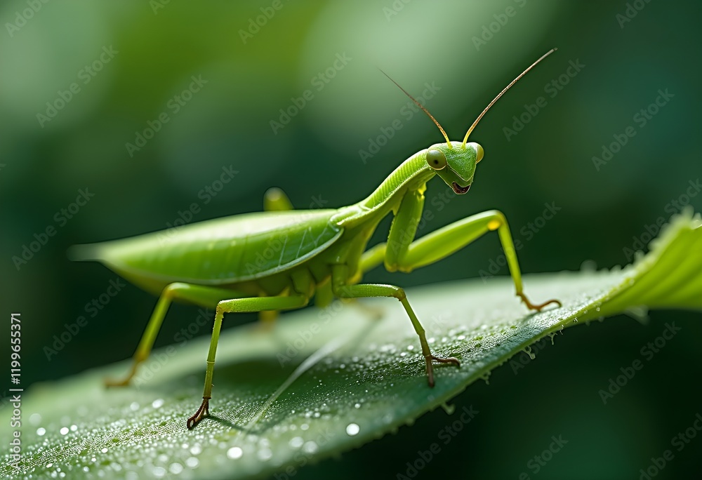 Green praying mantis on a leaf Green praying mantis on a leaf