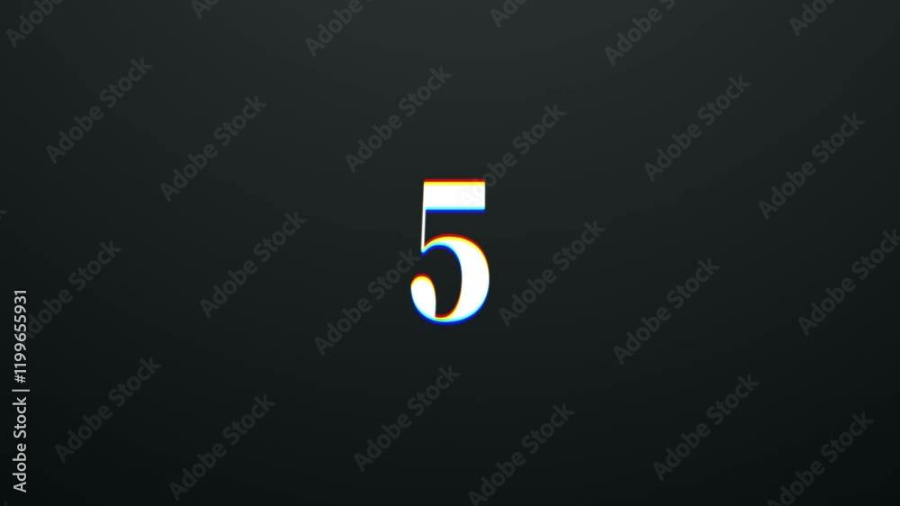 10  second countdown timer with glitch effect in black background