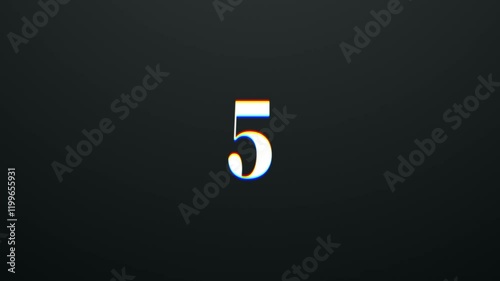 10  second countdown timer with glitch effect in black background