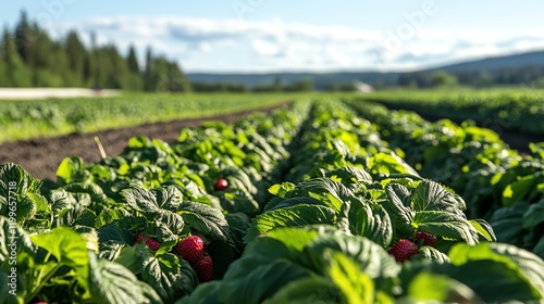 Berry farm featuring strawberries, raspberries, and blueberries, offering pickyourown farm experiences photo