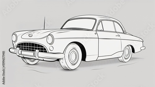 Vintage Retro Car Coloring Book Vector Illustration