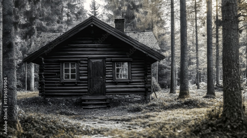 Dark Cabin in the Woods a Serene Forest Escape Dark Cabin in the Woods a Serene Forest Escape