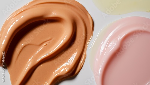 Silky Smooth Skincare Textures: A Close-Up of Cream, Lotion, Gel, Serum, Balm, and Other Cosmetic Products with Various Colors and Forms photo