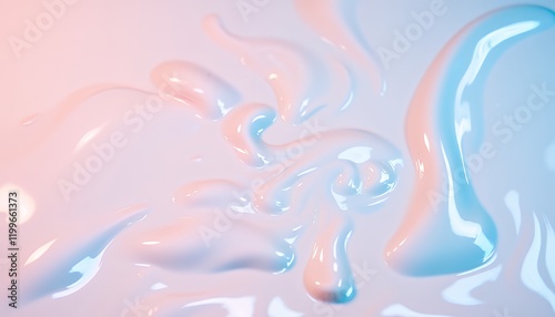 Silky Smooth Skincare Textures: A Close-Up Study of Creams, Lotions, and Gels in Pastel Pink and Blue Hues photo