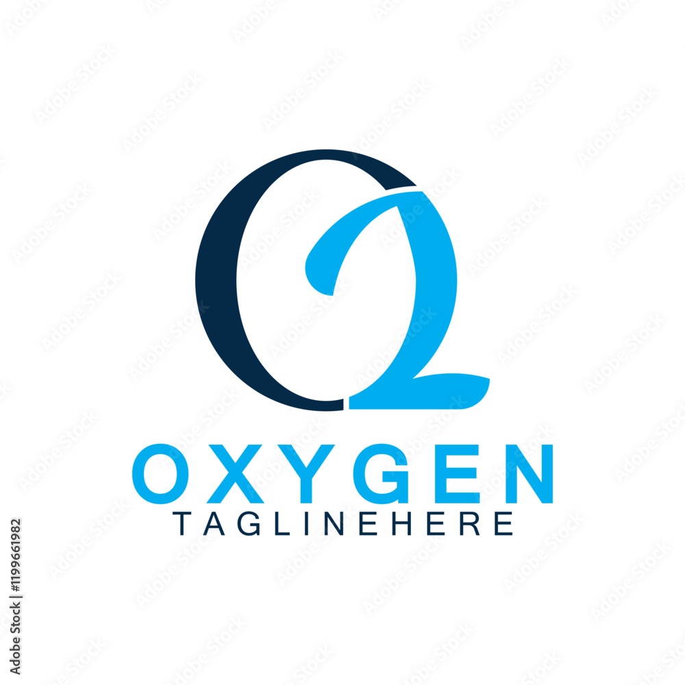 Obraz premium Creative and simple Oxygen Icon Logo design, o2, initial O and Number 2 logo