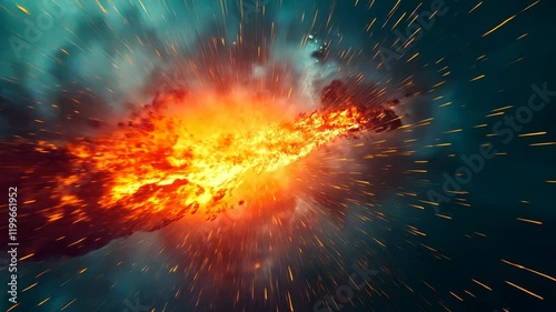 Wallpaper Mural Cosmic Fireball Explosion in Space, cosmos, universe, flames, burning, asteroid Torontodigital.ca