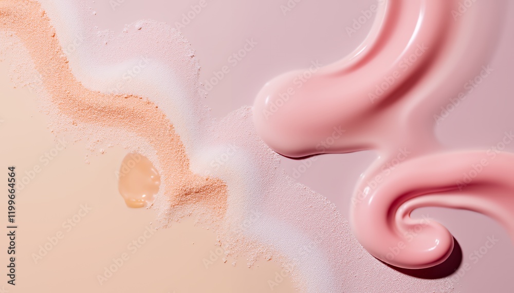 Obraz premium Silky Smooth Skincare Textures: A Luxurious Close-up of Creams, Serums, Powders and More
