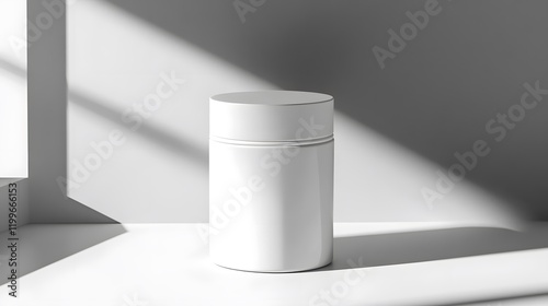 Obraz na płótnie Blank mockup template of a packaging label on a cylindrical cosmetic container, with soft reflections and shadows. w salonie