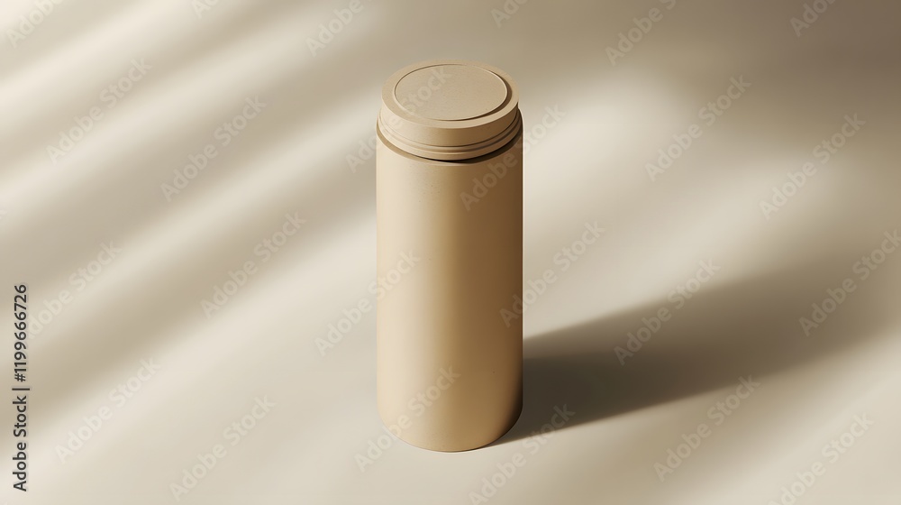 Blank mockup template of a packaging label on a cylindrical paper tube with eco-friendly textures and soft shadows. Blank mockup template of a packaging label on a cylindrical paper tube with eco-friendly textures and soft shadows.