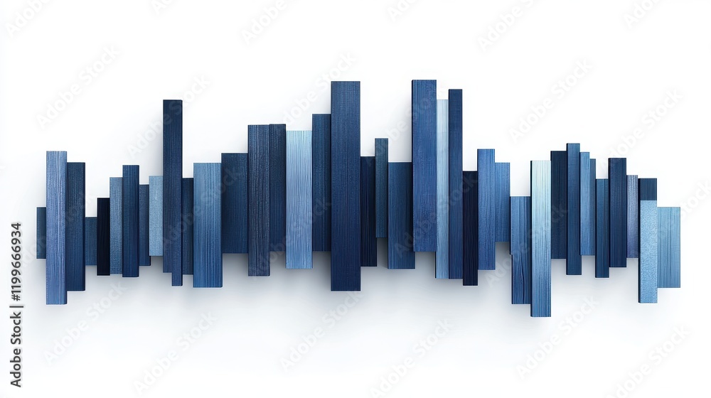 Fototapeta premium A realistic bar chart, corporate finance theme, realistic textures, professional blue tones, isolated on white background