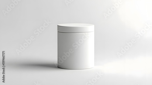 Obraz na płótnie Blank mockup template of a packaging label on a cylindrical ceramic container, with minimal lighting and soft shadows. w salonie