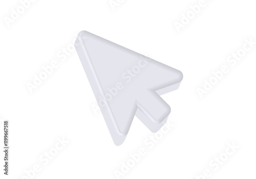 A simplistic 3d white arrow cursor icon pointing to the right, used for navigation and selection.