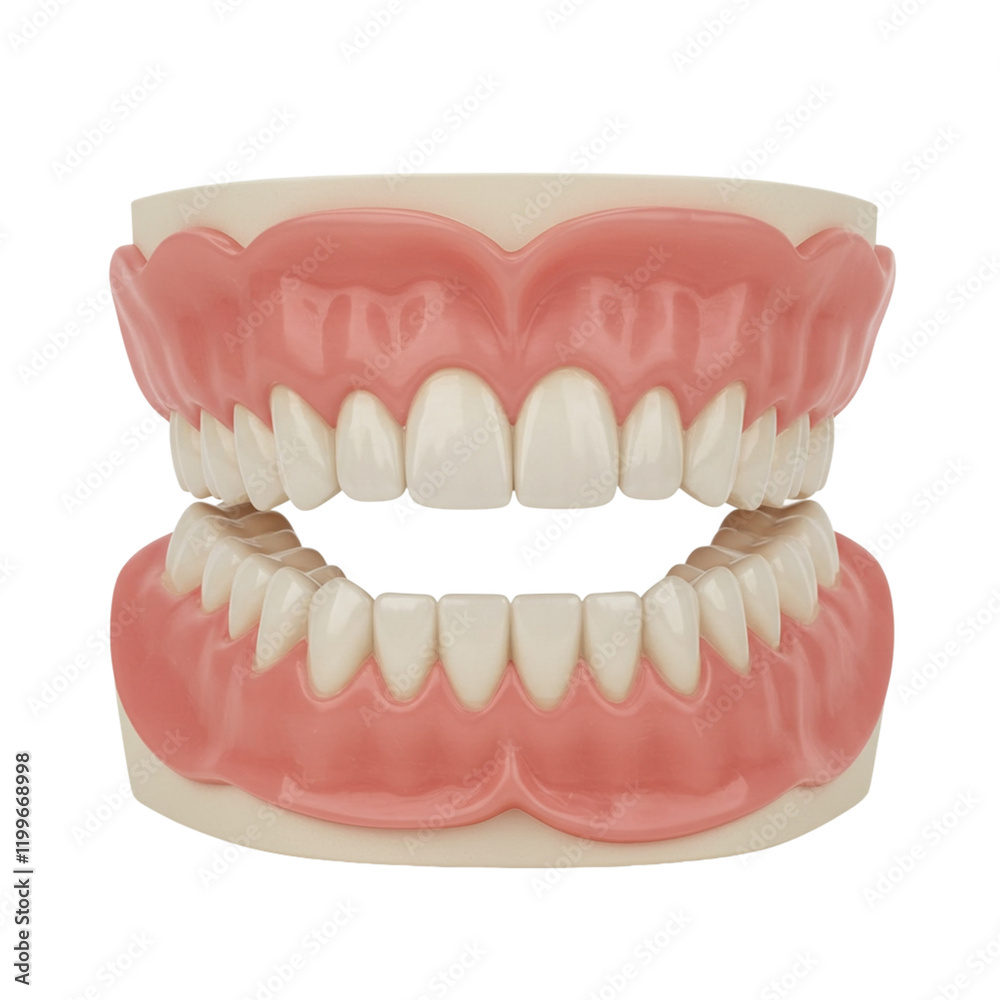 Obraz premium Healthy Human Teeth Dental Model Perfect Smile Gum Realistic Anatomy 3D Jaw Oral Pink Gums Image 