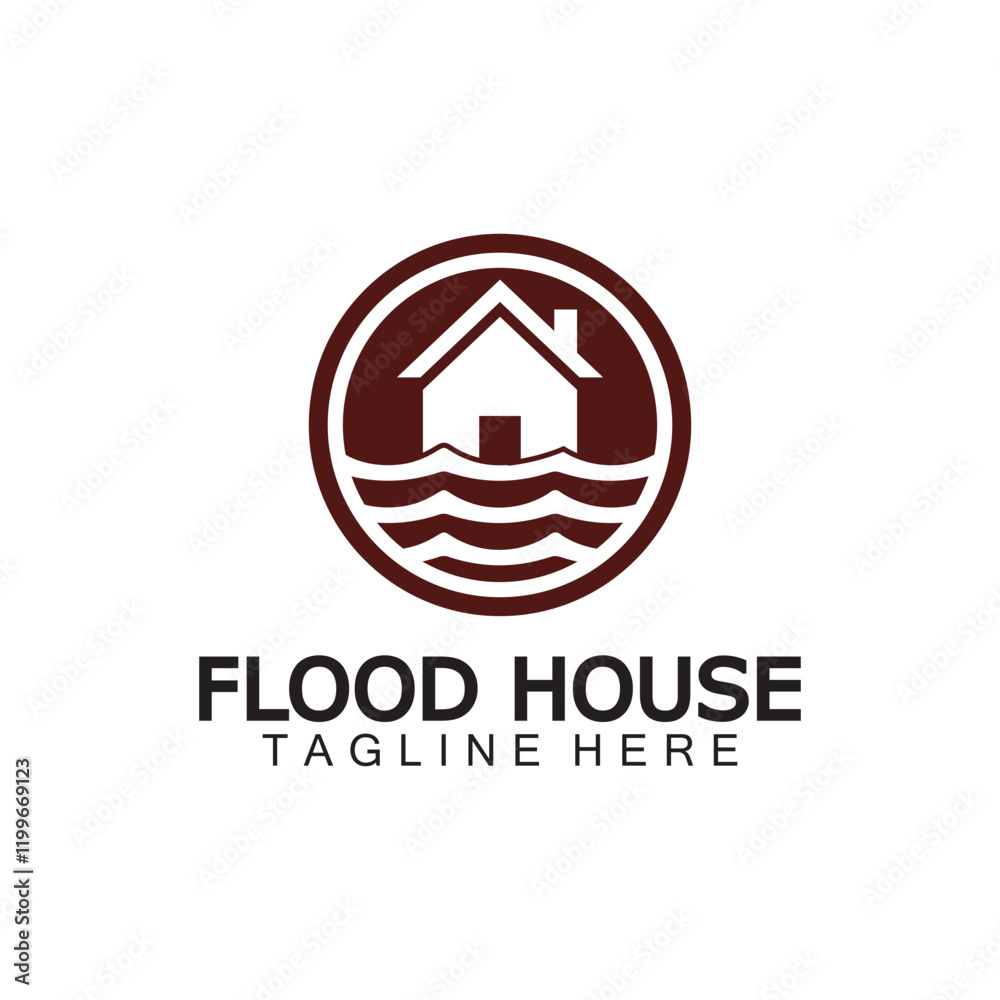 House flood icon Logo. River water natural disaster damage home vector icon. House flood icon Logo. River water natural disaster damage home vector icon.
