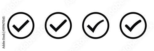 Check mark tick icon. Check box icon with correct, accept. Approval and success check mark icon