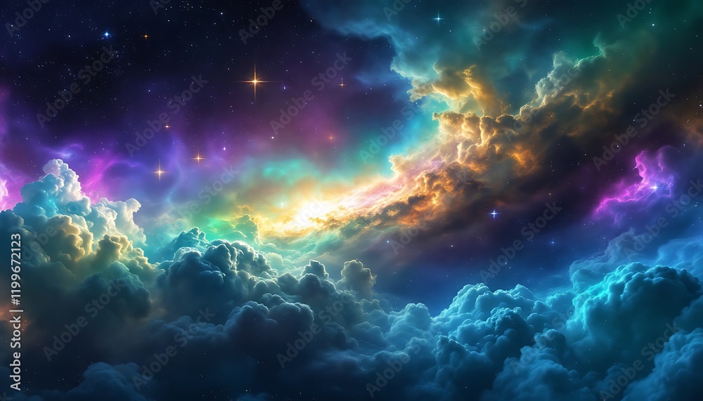 Fototapeta premium Cosmic Cloudscape Fantasy Art Stellar Nebula Wallpaper