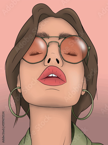 Illustration of business office woman