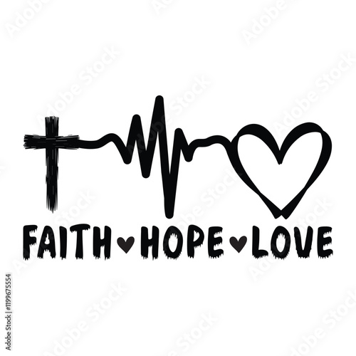 Faith Hope Love Typography T-shirt Design Vector, Faith Christian illustration design
