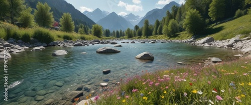 Alpine flowers blooming on the isar river bank, munich, plant, flowers photo