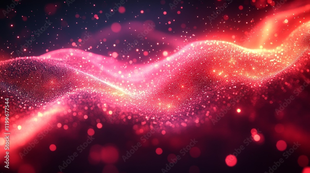 Abstract red and orange glowing particle wave background. Abstract red and orange glowing particle wave background.
