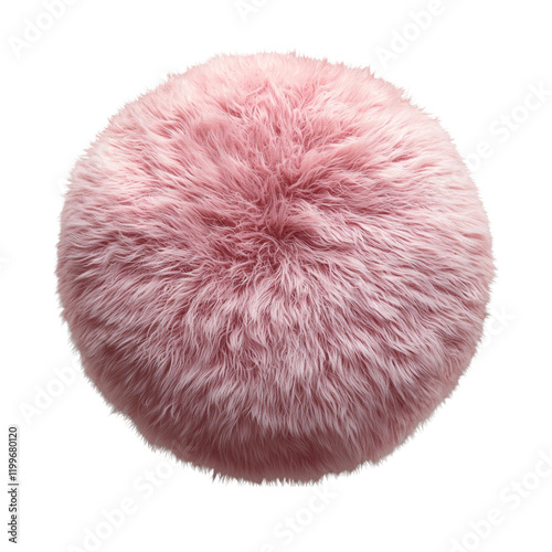 Soft Pink Fluffy Ball Texture for Home Decor Isolated on transparent background