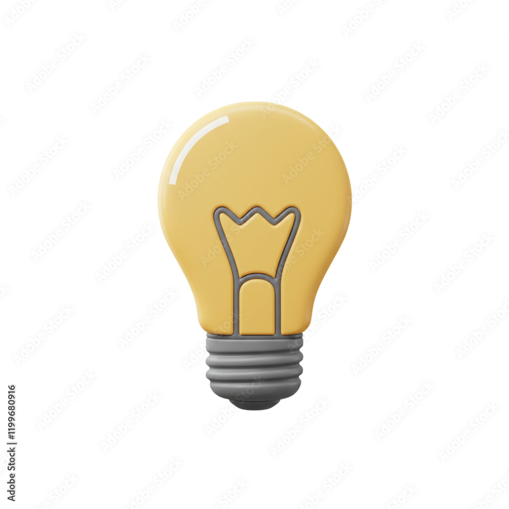 Bright Yellow 3D Lightbulb Idea Innovation Design Graphic Element Art Icon Vision Energy Modern Bright Yellow 3D Lightbulb Idea Innovation Design Graphic Element Art Icon Vision Energy Modern