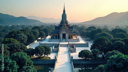 Wat Pa Phu Kon Temple at Sunrise photo