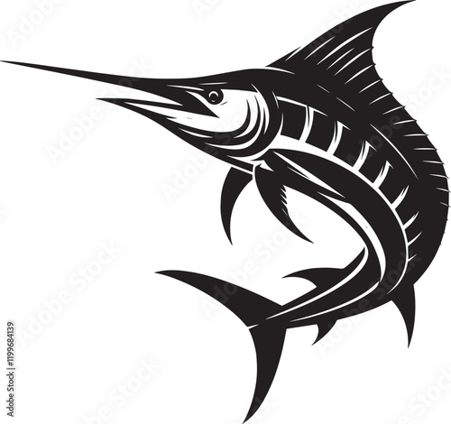 Big Marlin Fish silhouette icon vector illustration isolated on white background