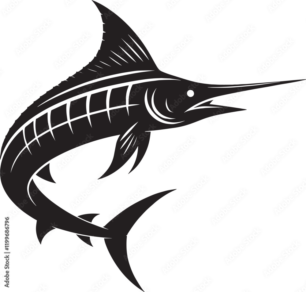 Fototapeta premium Big Marlin Fish silhouette icon vector illustration isolated on white background