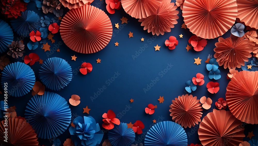 Obraz premium Blue and Red Paper Decorations for President's Day
