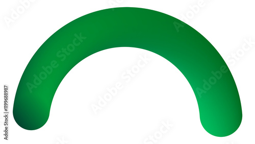 Green semicircle 3D png sticker, collage element photo