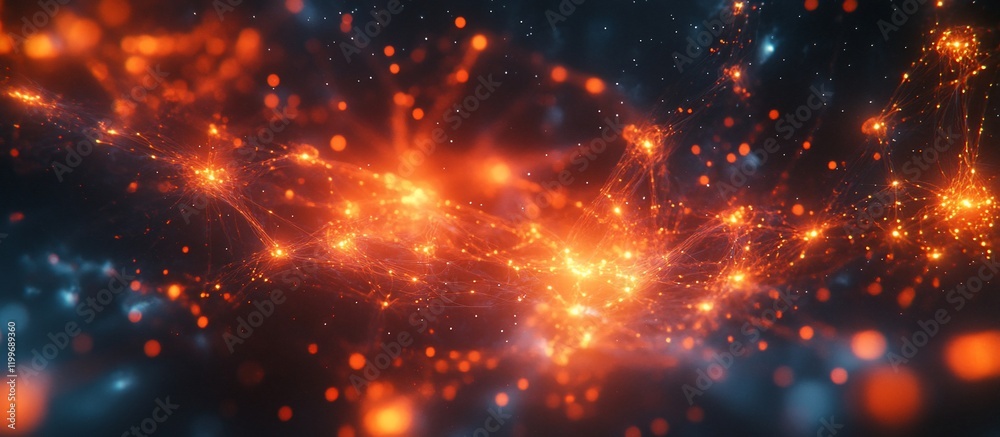 Abstract Nebula: Cosmic Dance of Orange and Blue Abstract Nebula: Cosmic Dance of Orange and Blue
