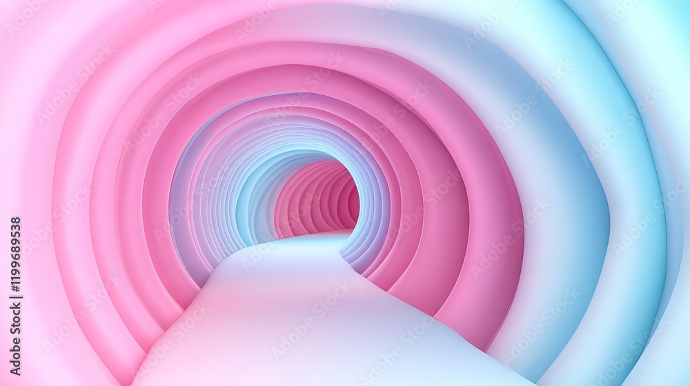 Fototapeta premium Abstract Pink and Blue 3D Tunnel Background with Digital Futuristic Design, Dynamic Motion and Vibrant Colors
