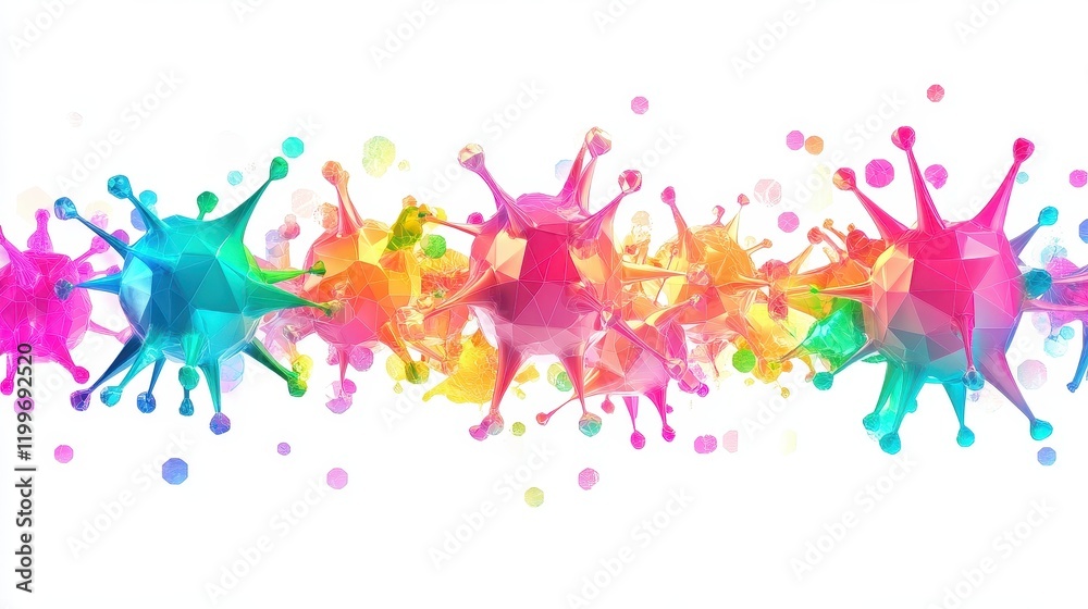 Obraz premium A vibrant representation of bacteria interacting, bioluminescent glow, fantasy-inspired art, isolated on white background