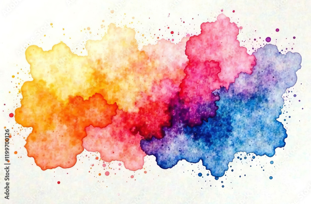 A gouache-drawn spectrum of light, blurred drops of gouache paint. A gouache-drawn spectrum of light, blurred drops of gouache paint.