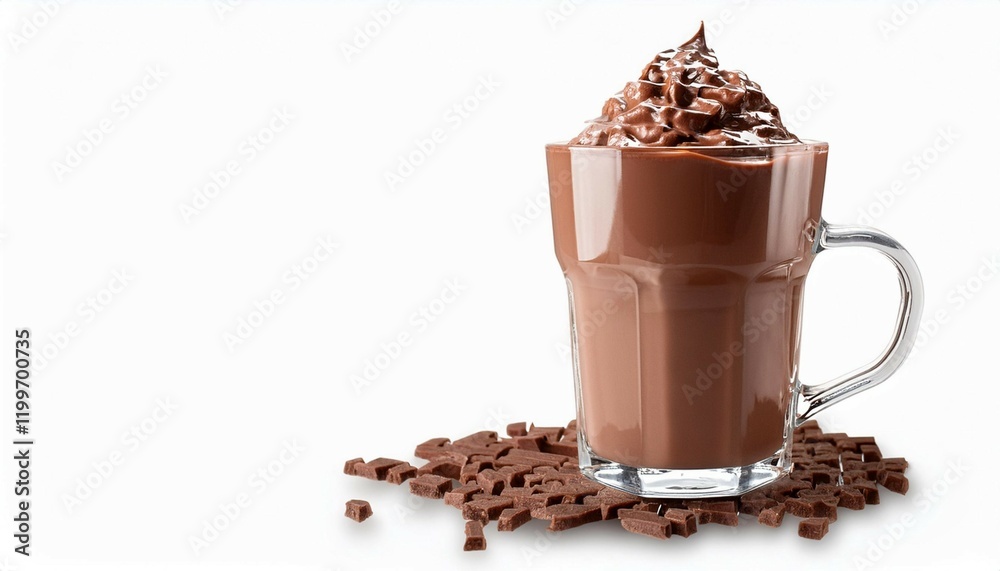 iced chocolate cocoa in a glass on isolated background iced chocolate cocoa in a glass on isolated background