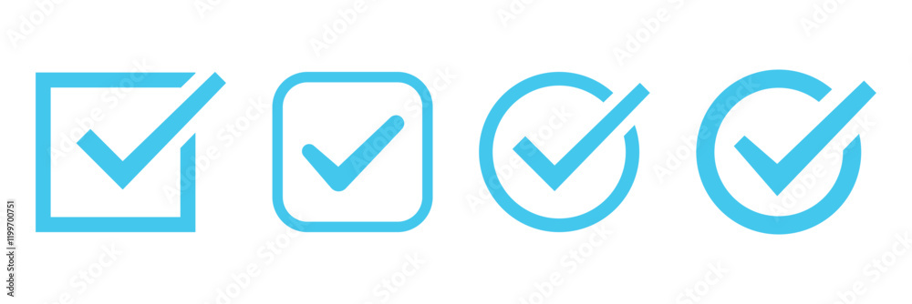Blue check mark tick verification icon. check mark button. Blue check mark tick verification icon. check mark button.