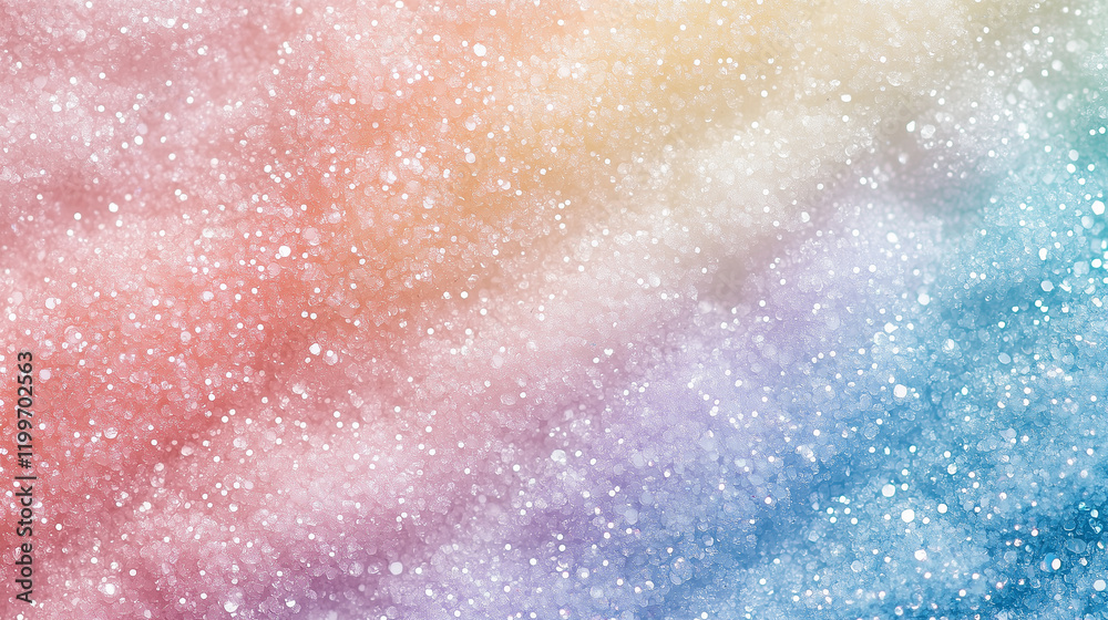 Fototapeta premium Layers of pastel-hued glitter create a dreamy, soft background blending colors in a mesmerizing way